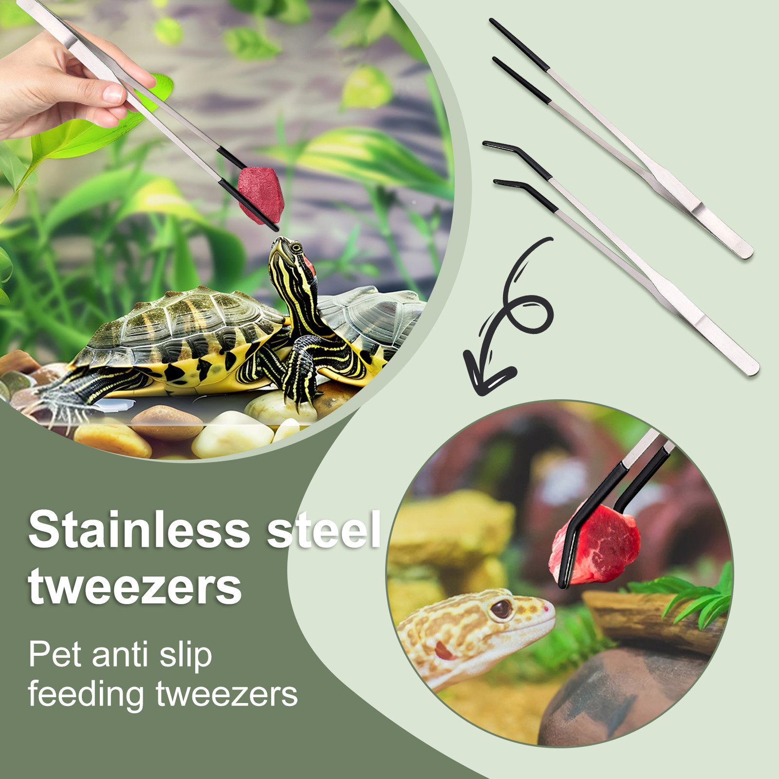 2pcs Bent Tip Tweezers For Cra - Feeding Tong Stainless のレビューと価格