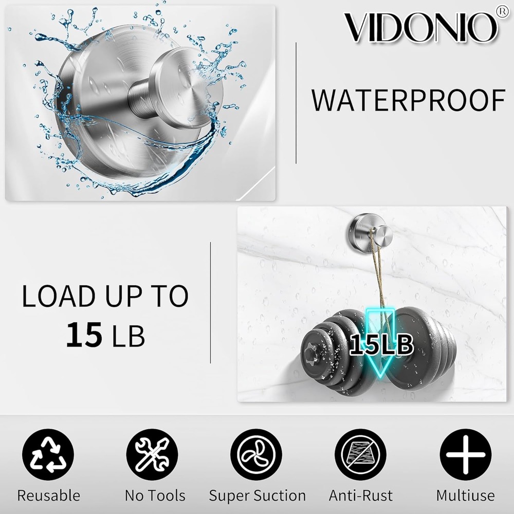 Strong 15lbs Suction Cup Hooks - Ceramic Tile Floor のレビューと価格