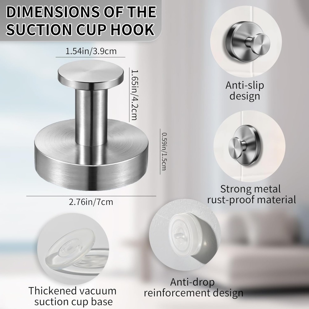 Strong 15lbs Suction Cup Hooks - Ceramic Tile Floor のレビューと価格