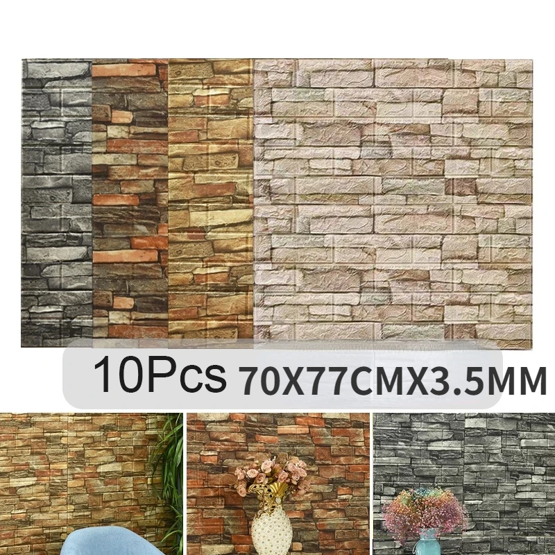 10PCS Self Adhesive 3D Brick W - Pvc Panel Background のレビューと価格