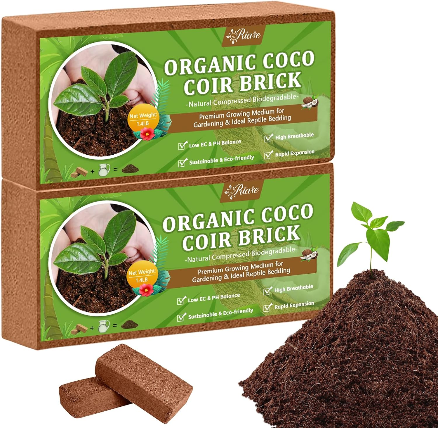 2pcs Organic Coco Coir Bricks  - Substrate Coconut Fiber のレビューと価格